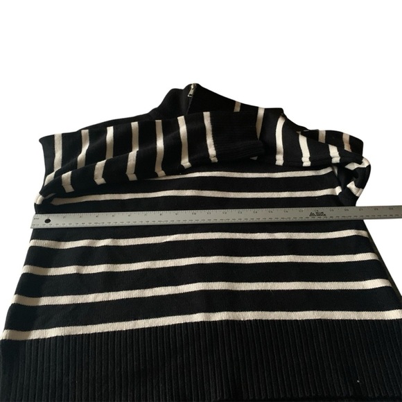 Zara 🆕 Breton Striped Marinière Sweater 1/4 Zip Parisian Chic Black Off White M - Picture 10 of 13